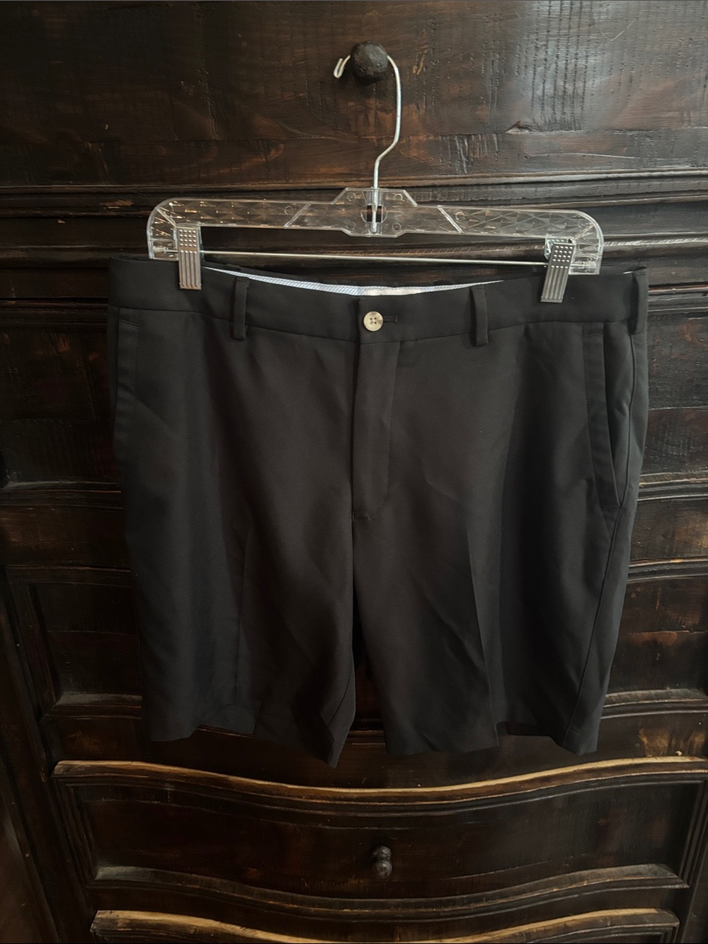 Peter Millar Black Flat-Front Tailored Shorts